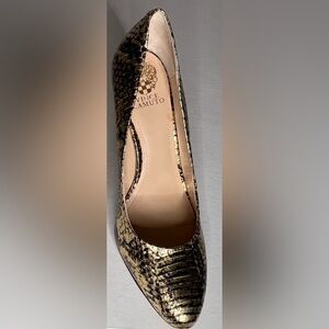 Women's Vince Camuto Metallic Gold Pointed Toe Mid Heel Pumps
